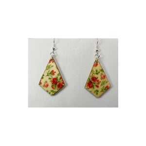 Red Rose Lightweight Wood Dangle Earring