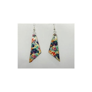 Blue Floral Lightweight Wood Dangle Earring