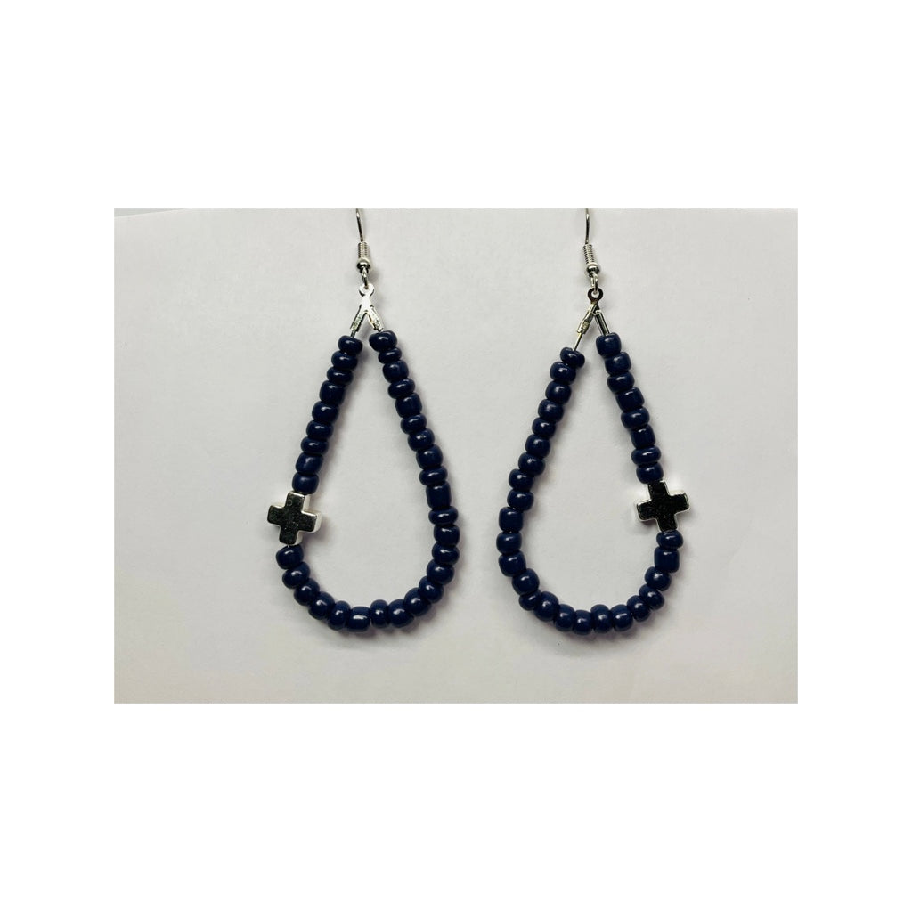 Deep Purple Teardrop Dangle Cross Earring