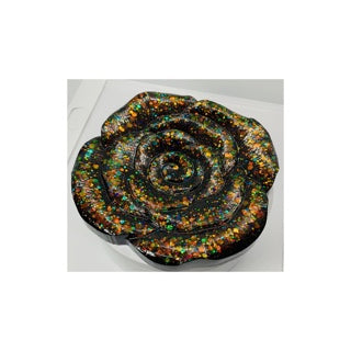 Black Sparkle Flower Shape Jewelry Dish
