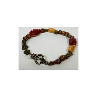 Set of 3 Wood and Glass Beaded Bracelets