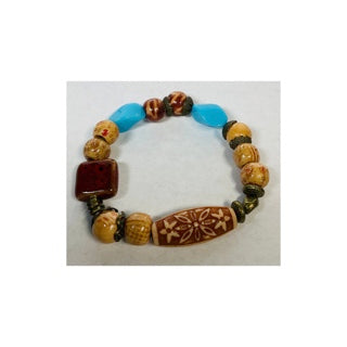 Set of 3 Wood and Glass Beaded Bracelets