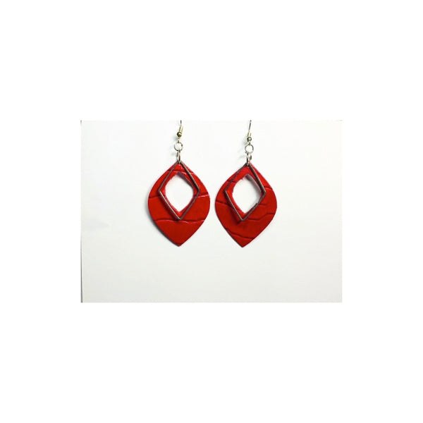 Red Leather Dangle Earrings