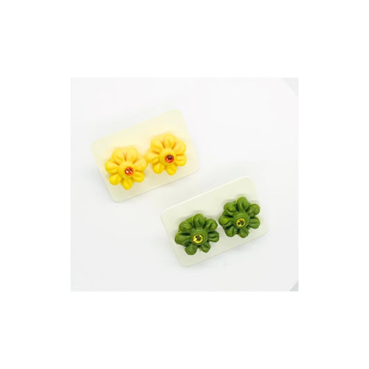 Green and Yellow Flower Stud Earrings