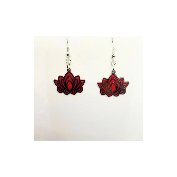 Cherry Blossom Pink and Silver Flower Dangle Earrings