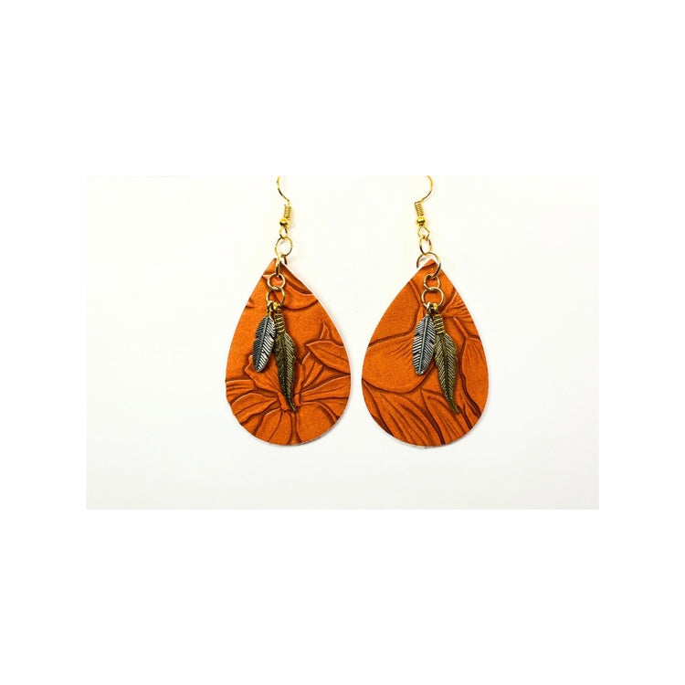 Chestnut Teardrop Faux Leather Dangle