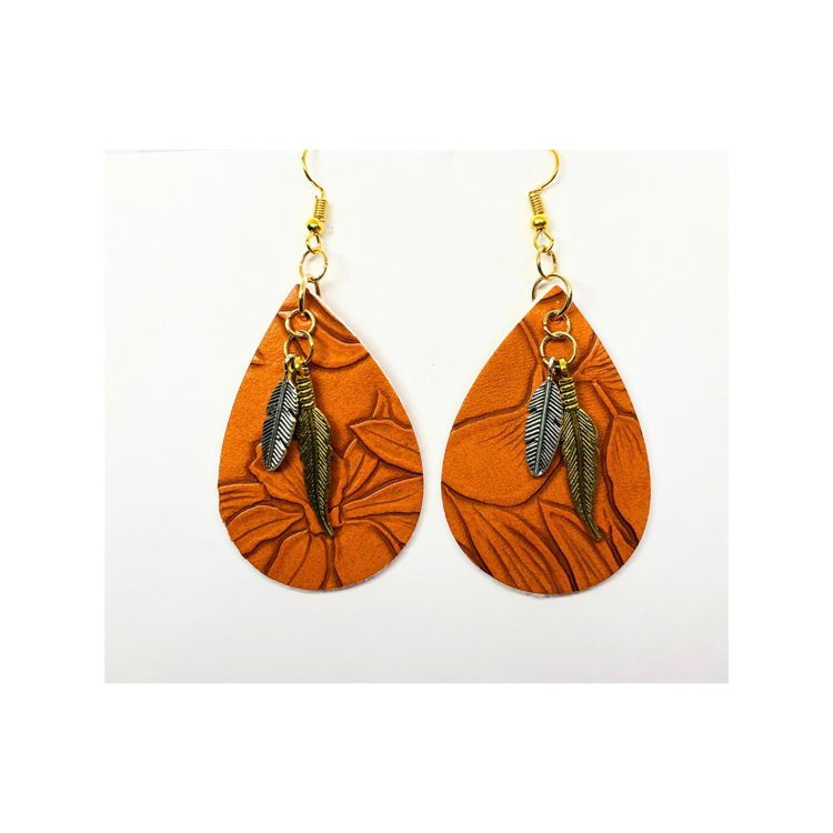 Chestnut Teardrop Faux Leather Dangle