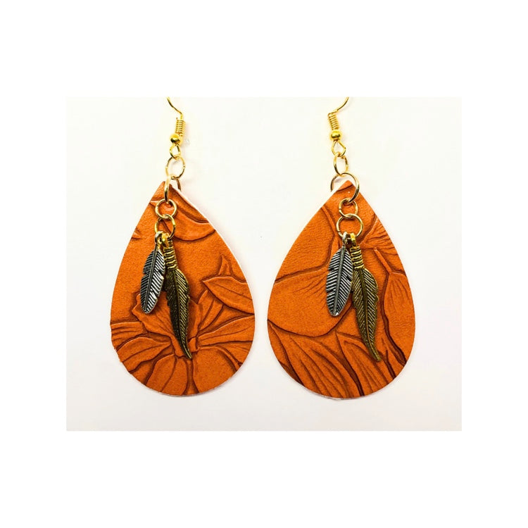 Chestnut Teardrop Faux Leather Dangle