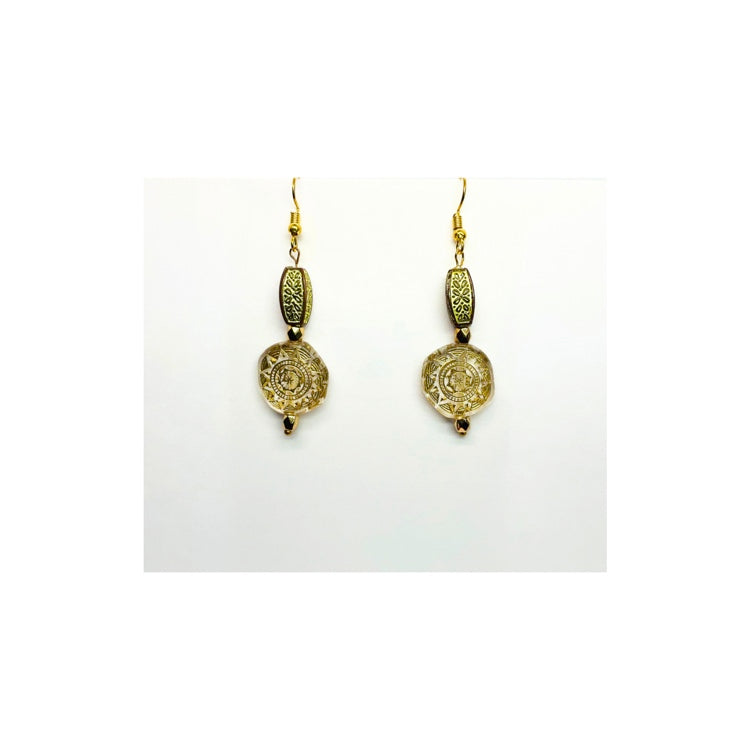 Moroccan Style Gold Czech Bead Dangle Earring