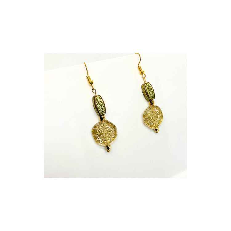 Moroccan Style Gold Czech Bead Dangle Earring