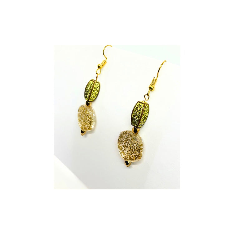 Moroccan Style Gold Czech Bead Dangle Earring