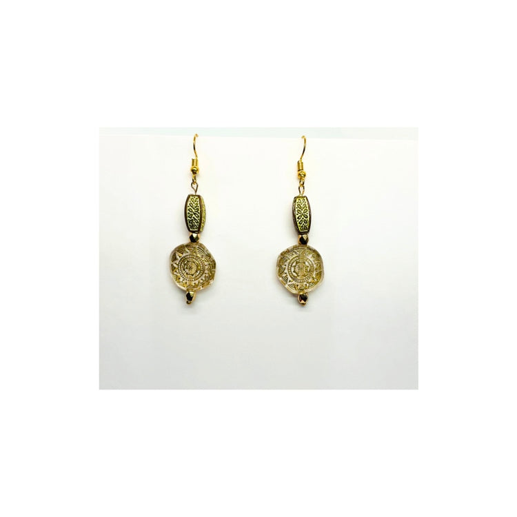 Moroccan Style Gold Czech Bead Dangle Earring