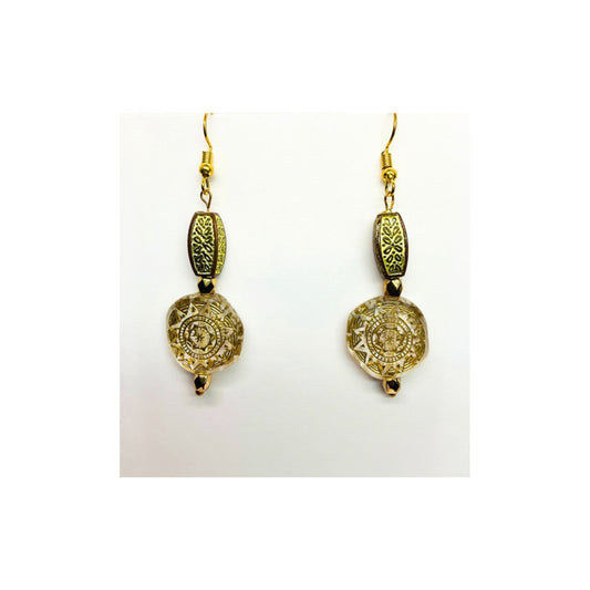 Moroccan Style Gold Czech Bead Dangle Earring