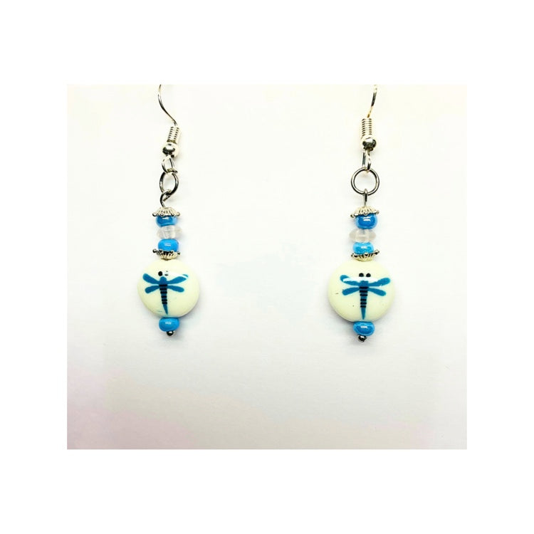 Dragonfly Beaded Dangle Earrings