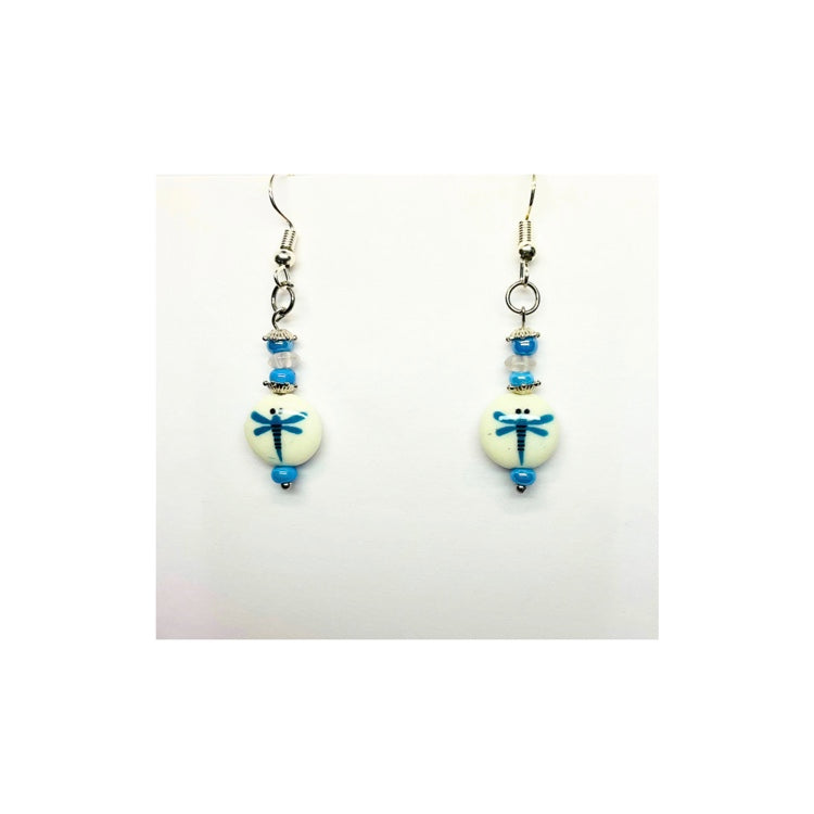 Dragonfly Beaded Dangle Earrings