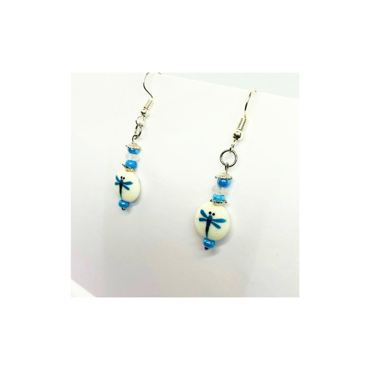 Dragonfly Beaded Dangle Earrings