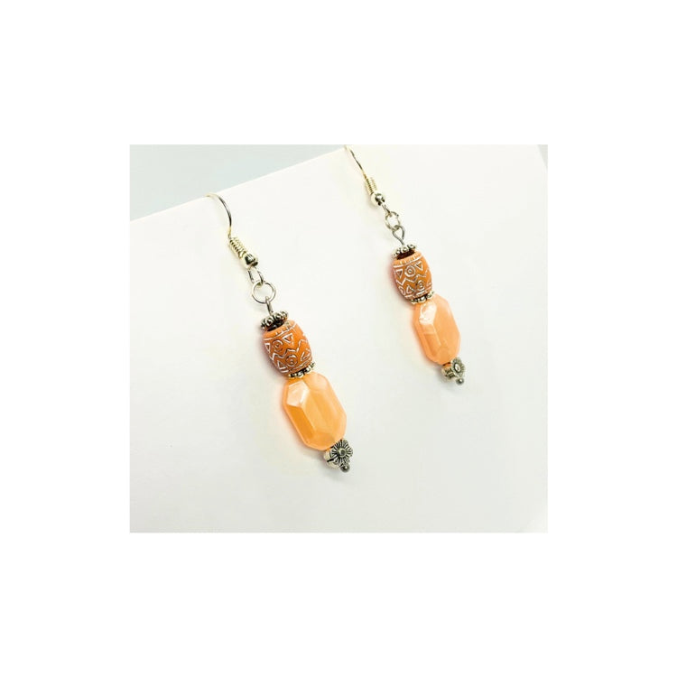 Champagne Pink and Silver Dangle Earring