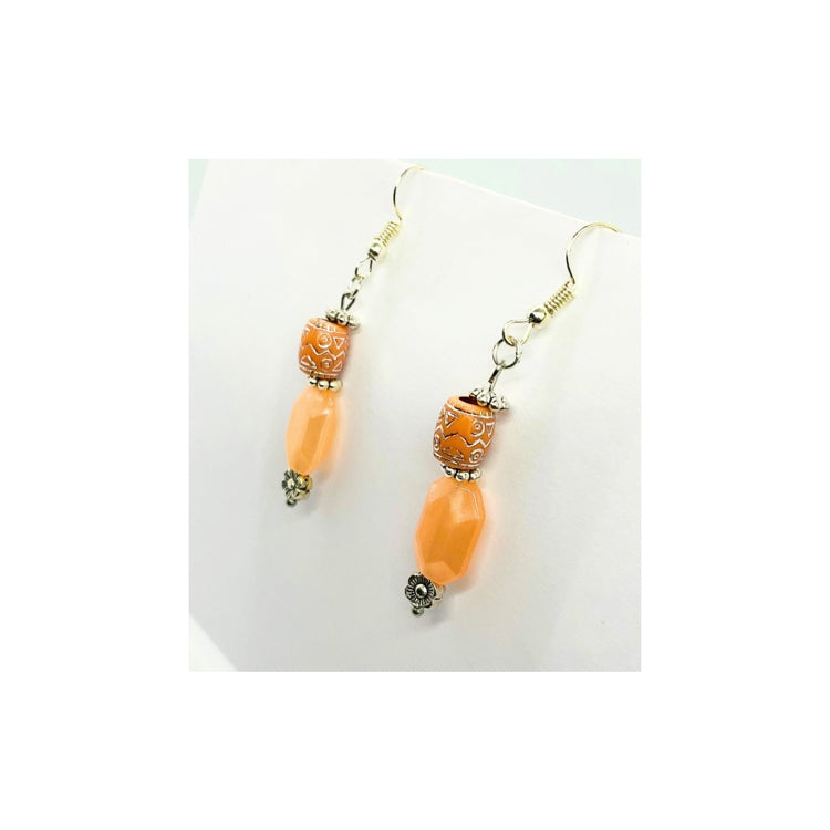 Champagne Pink and Silver Dangle Earring