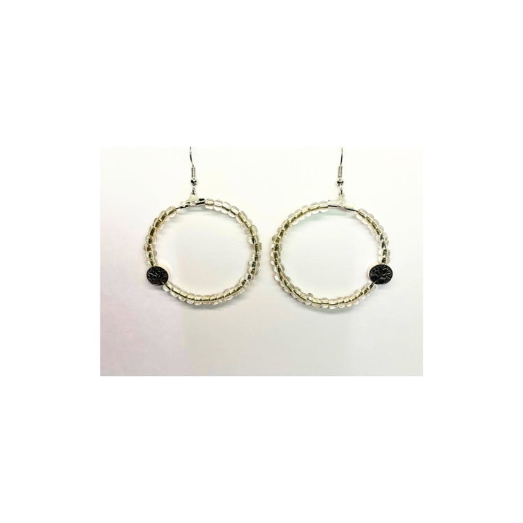 Hoop Clear Beaded Dangle with Tree of Life Charm