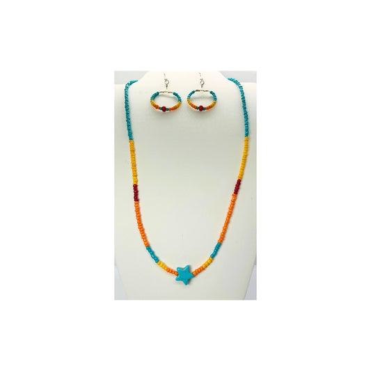 Boho Chic Western Style Beaded Necklace and Earrings