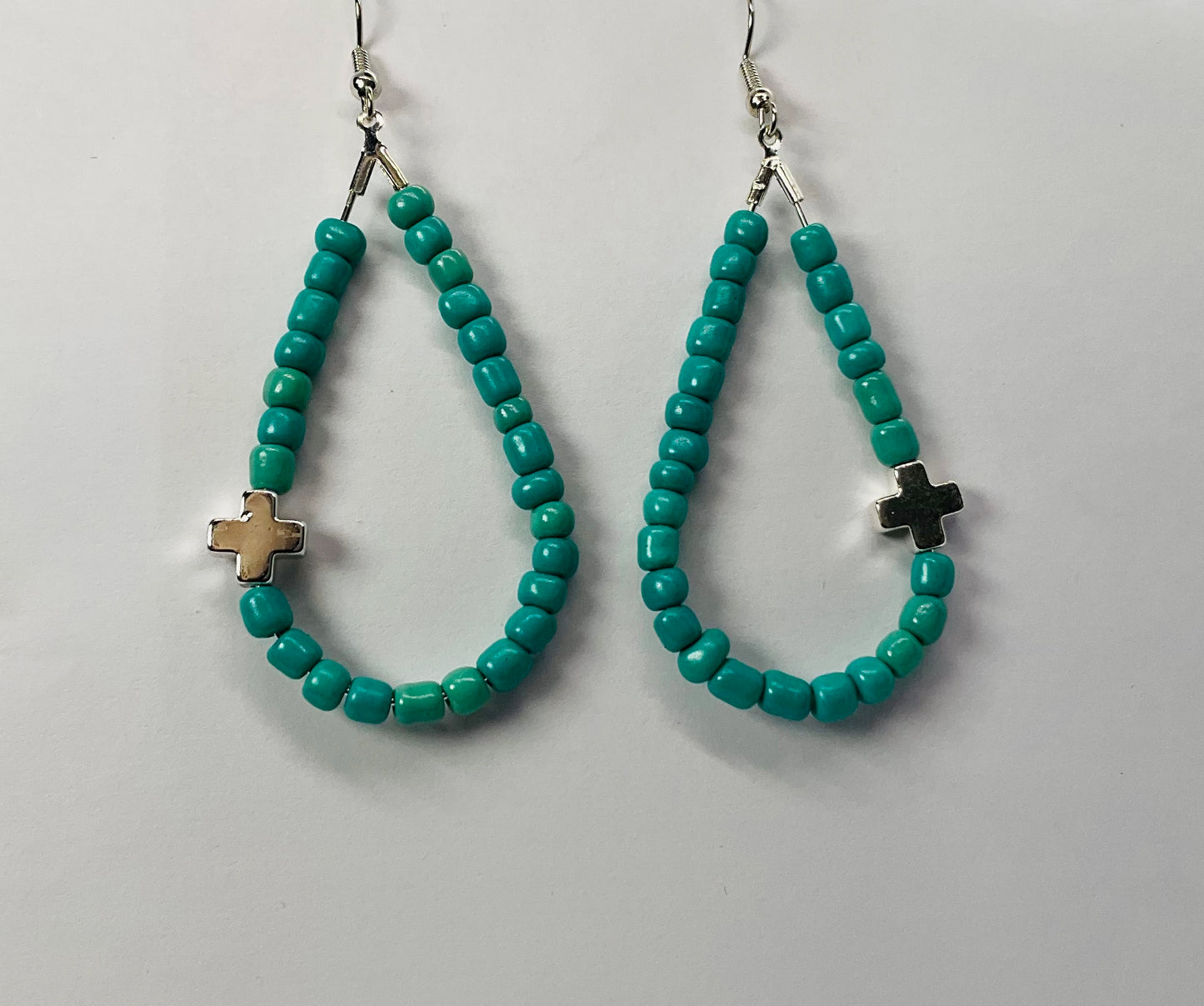 Turquoise Seed Bead Teardrop Cross Dangle Lightweight, Trendy Style
