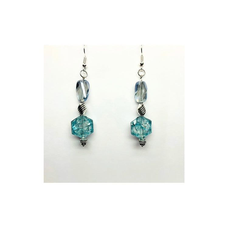 Blue Crystal Style Dangle with Blue Beads