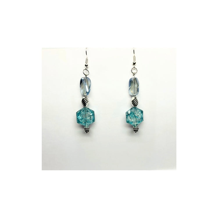 Blue Crystal Style Dangle with Blue Beads