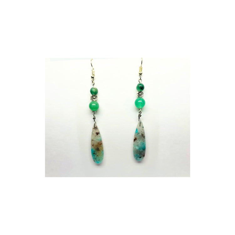 Blue Green Teardrop Calcite Gemstone Dangle earring