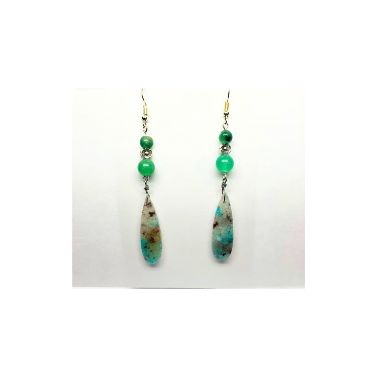 Blue Green Teardrop Calcite Gemstone Dangle earring