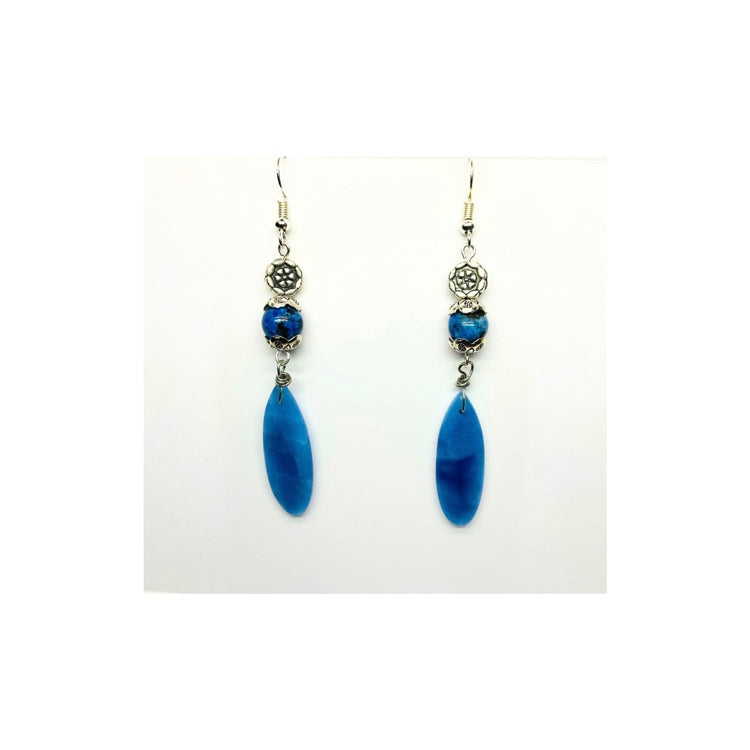 Natural Blue Onyx Teardrop Gemstone Earrings