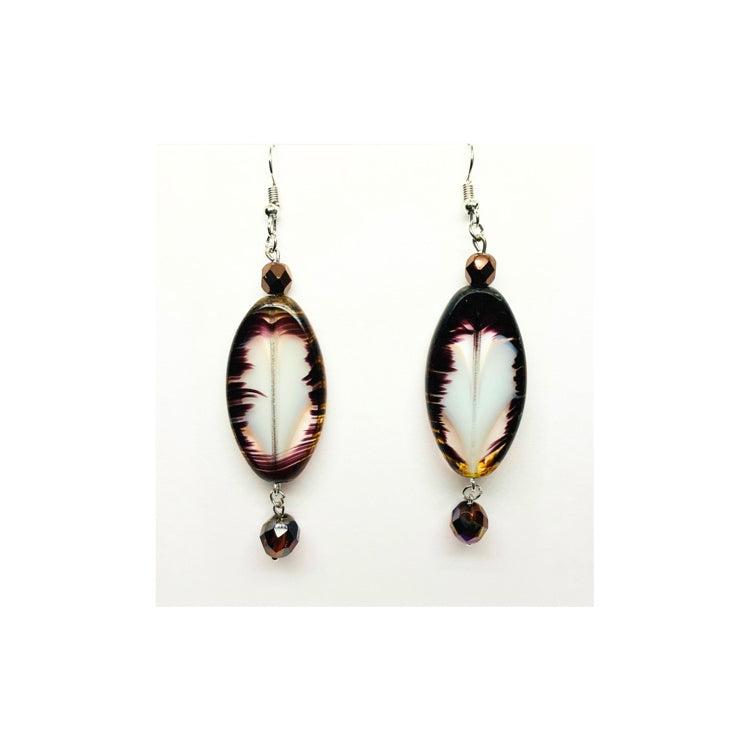 Feathered Glass Dangle Earrings