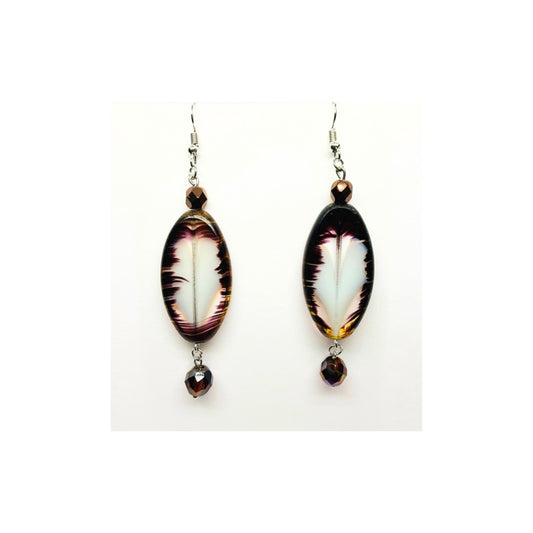 Feathered Glass Dangle Earrings