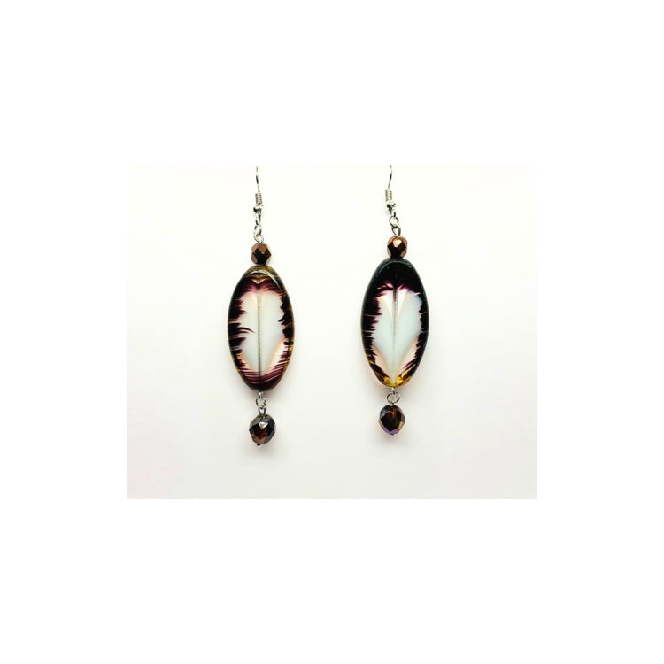 Feathered Glass Dangle Earrings