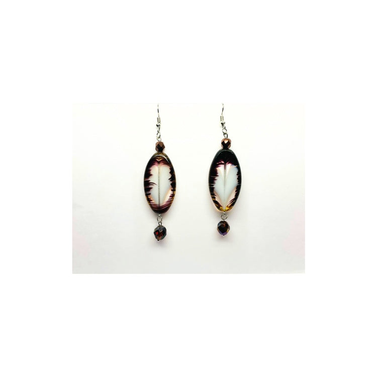 Feathered Glass Dangle Earrings