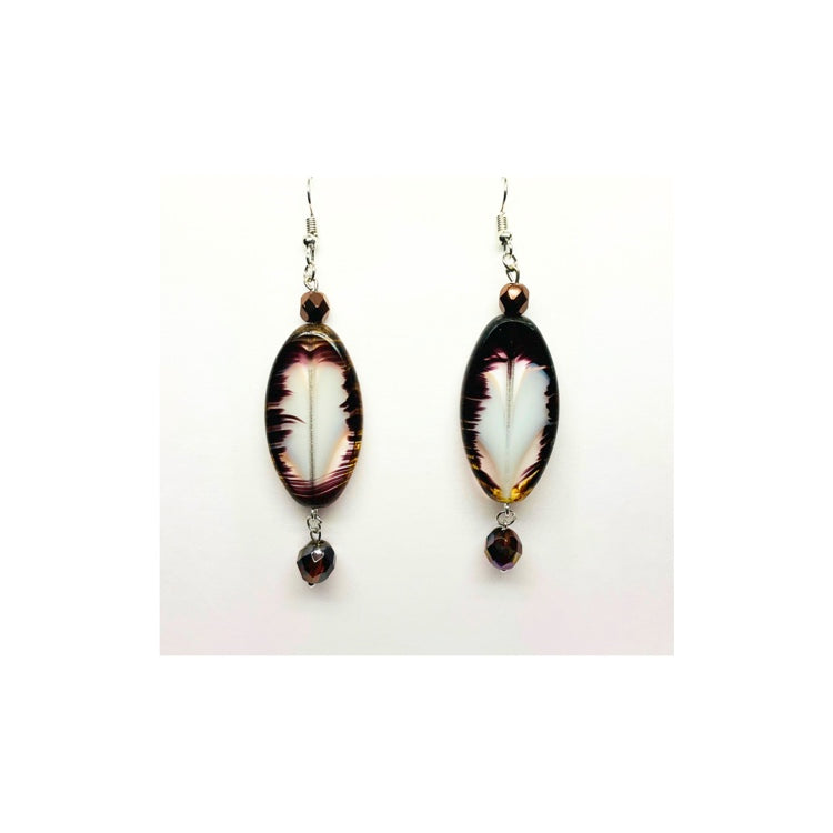 Feathered Glass Dangle Earrings