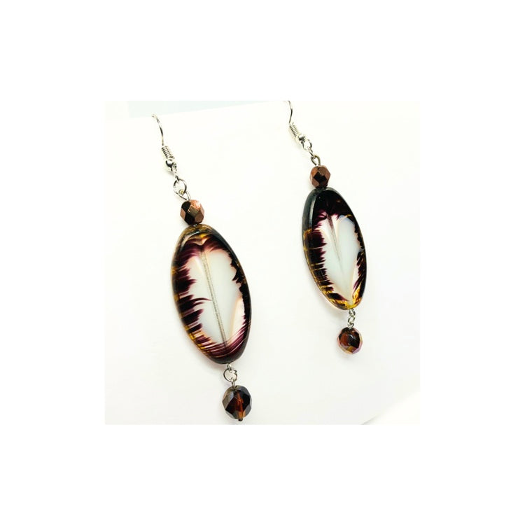 Feathered Glass Dangle Earrings