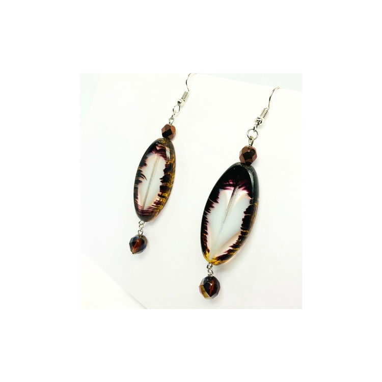 Feathered Glass Dangle Earrings