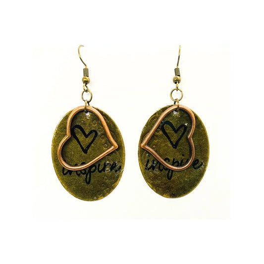 Mixed Metal Heart Inspired Dangle Earrings