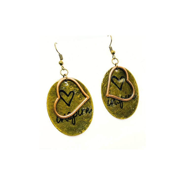 Mixed Metal Heart Inspired Dangle Earrings