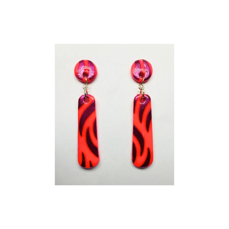 Neon Pink and Purple Dangle Earrings
