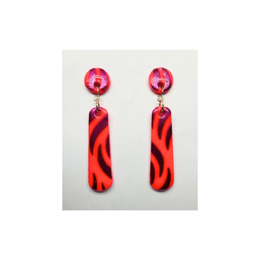 Neon Pink and Purple Dangle Earrings