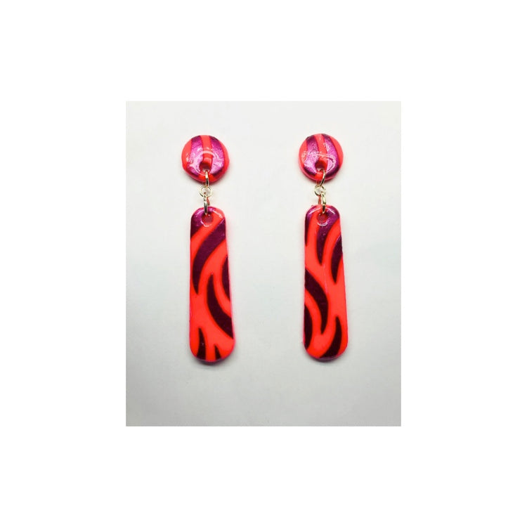Neon Pink and Purple Dangle Earrings