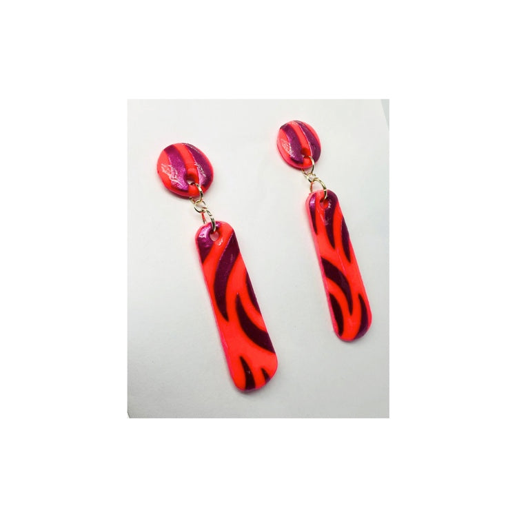 Neon Pink and Purple Dangle Earrings