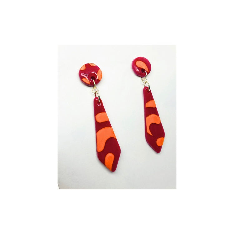 Pink and Orange Stud Dangle Earrings