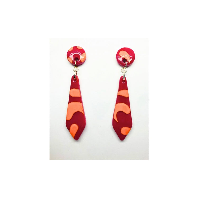 Pink and Orange Stud Dangle Earrings
