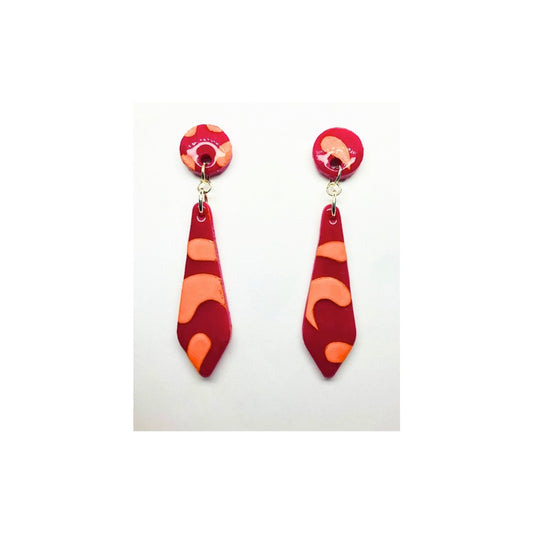 Pink and Orange Stud Dangle Earrings