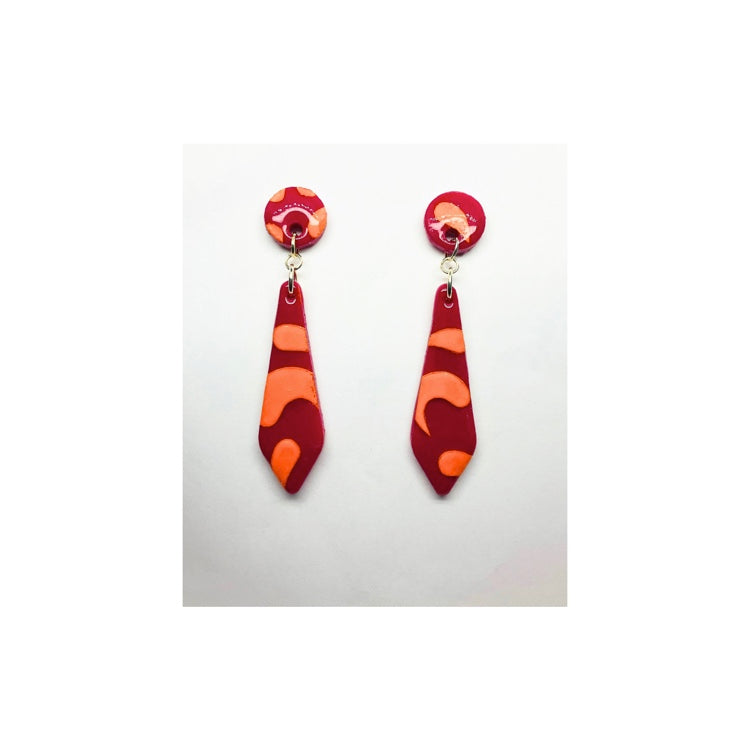 Pink and Orange Stud Dangle Earrings