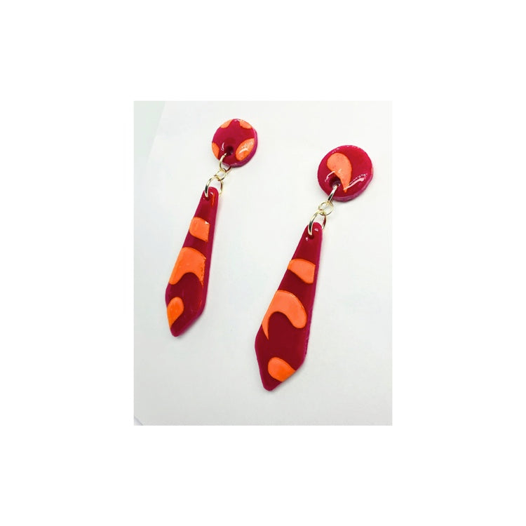 Pink and Orange Stud Dangle Earrings