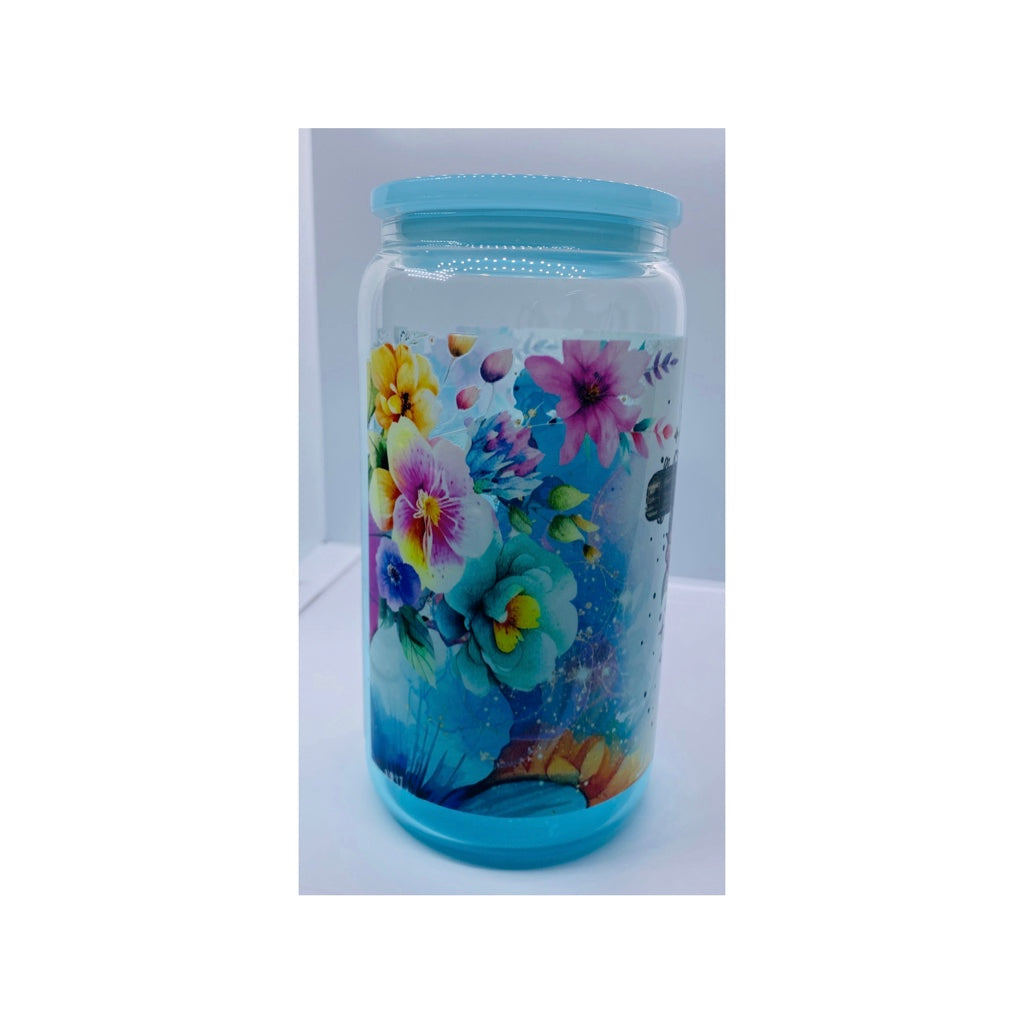 Blue Gradient 16 Ounce Glass Faith Tumbler