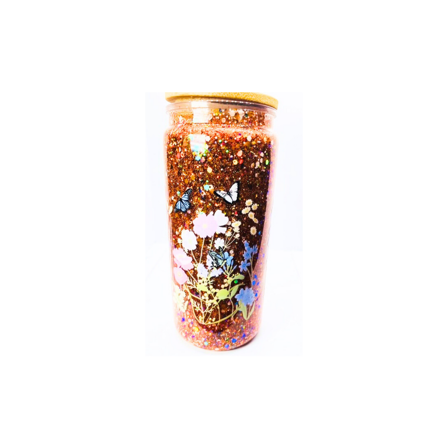 Orange and Pink Glitter Tumbler "I Am Fearfully and Wonderfully Made" 20oz Plastic with Straw Drinkware Portable Reusable Washable Water Bottles Mug Cup